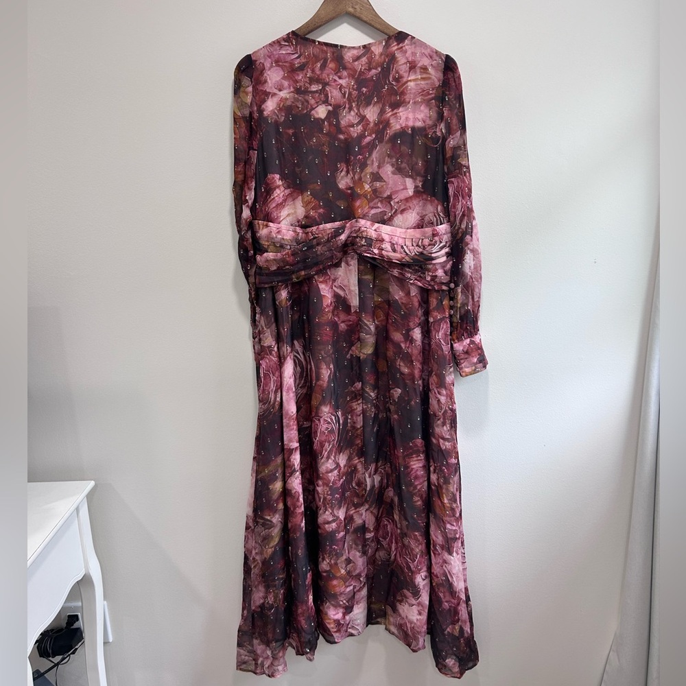 SOFT SURROUNDINGS NWT Rina Lurex Swiss Dot Silk Floral Maxi Dress Size 16 $250 - Picture 7 of 9